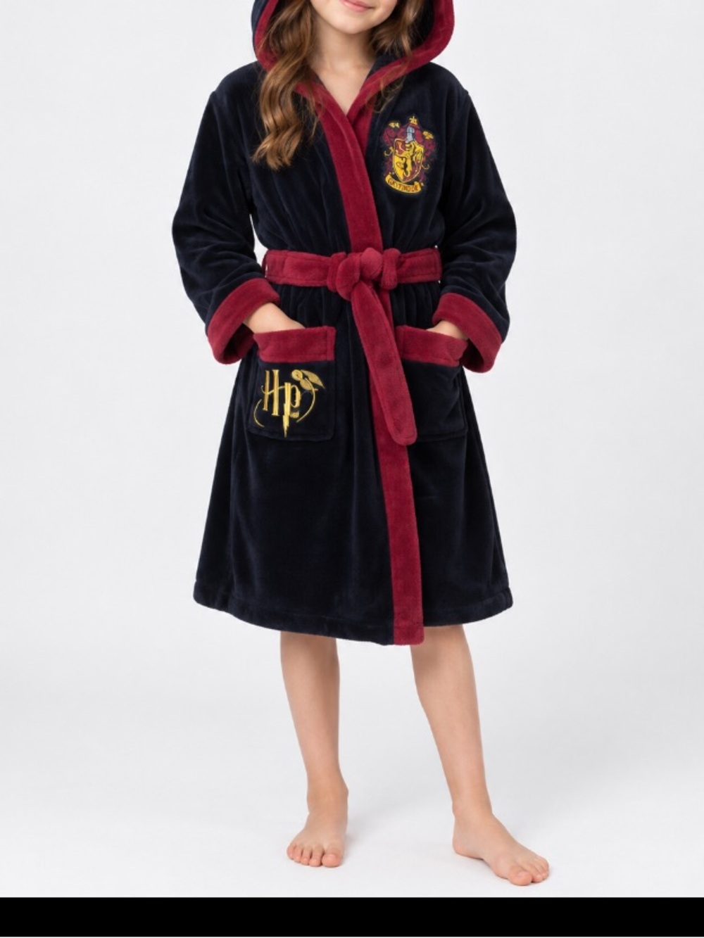 Character.com Harry Potter Hogwarts Kids Hooded Robe Black Red Trim Size 8